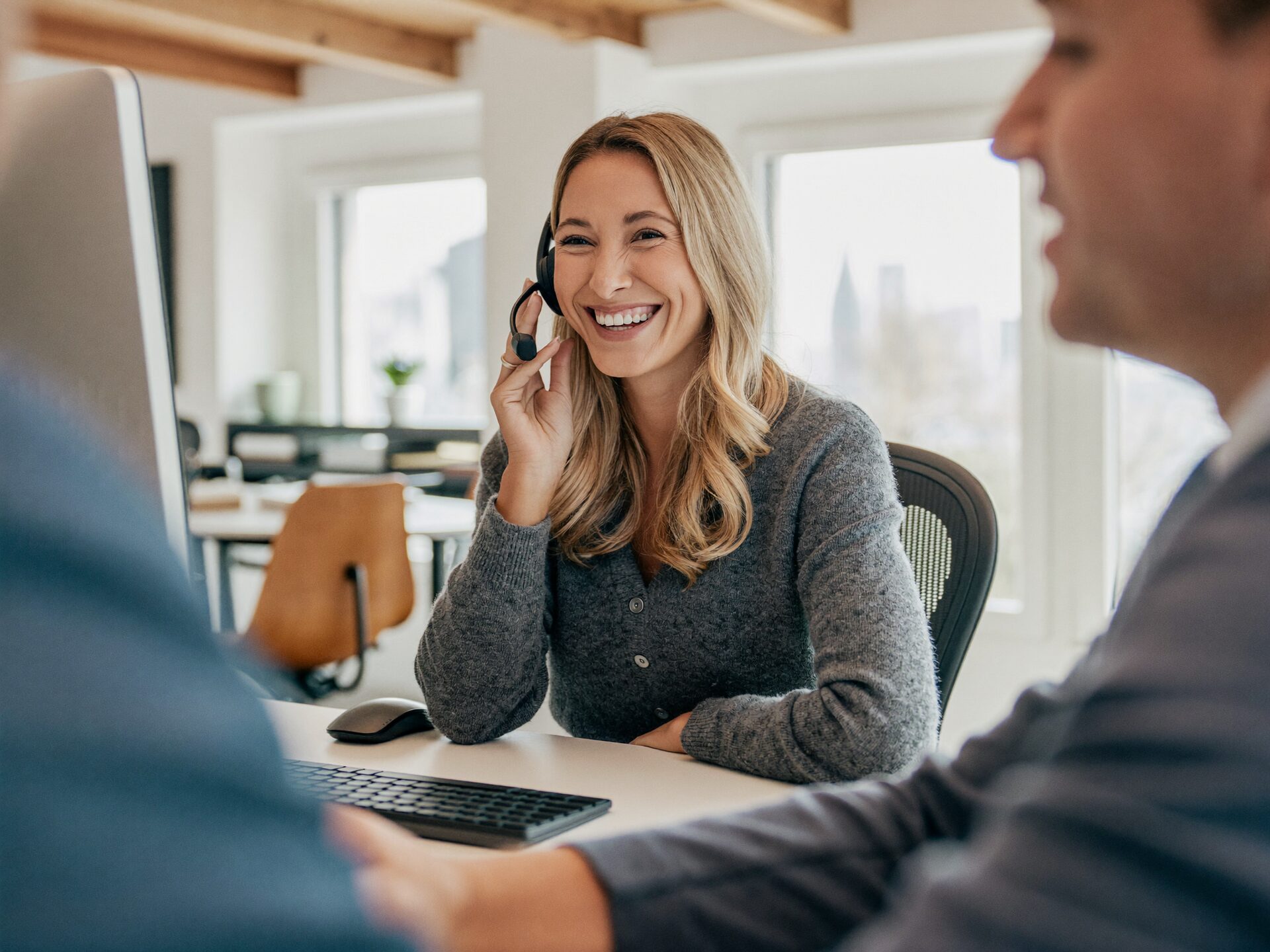 Claims advisor on a call with a client